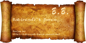 Babincsák Bence névjegykártya